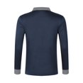 thumbnail image 5 of WTOBBY Men's Long Sleeve Plaid Collar Polo Shirt Golf Tee Basic Casual Top with Lightweight Regular Fit for Everyday Wear and Trendy Style,Navy 2XL, 5 of 5