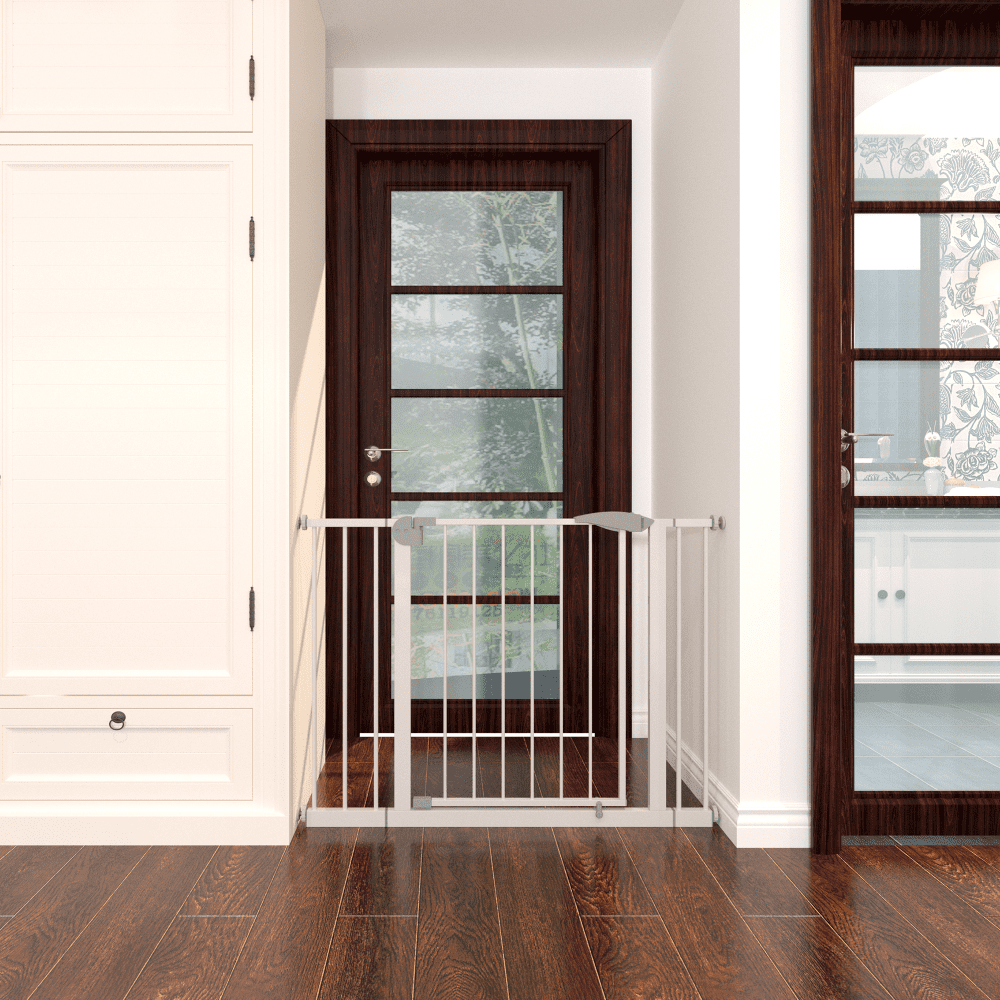 29.5-45.3" Wide Baby Gate for Stairs, Dog Gate Indoor for Doorways, No Drilling Pressure Mounted Pet Gates for Kids, Easy Walk Through,Safety Gate Door for Child and Pets