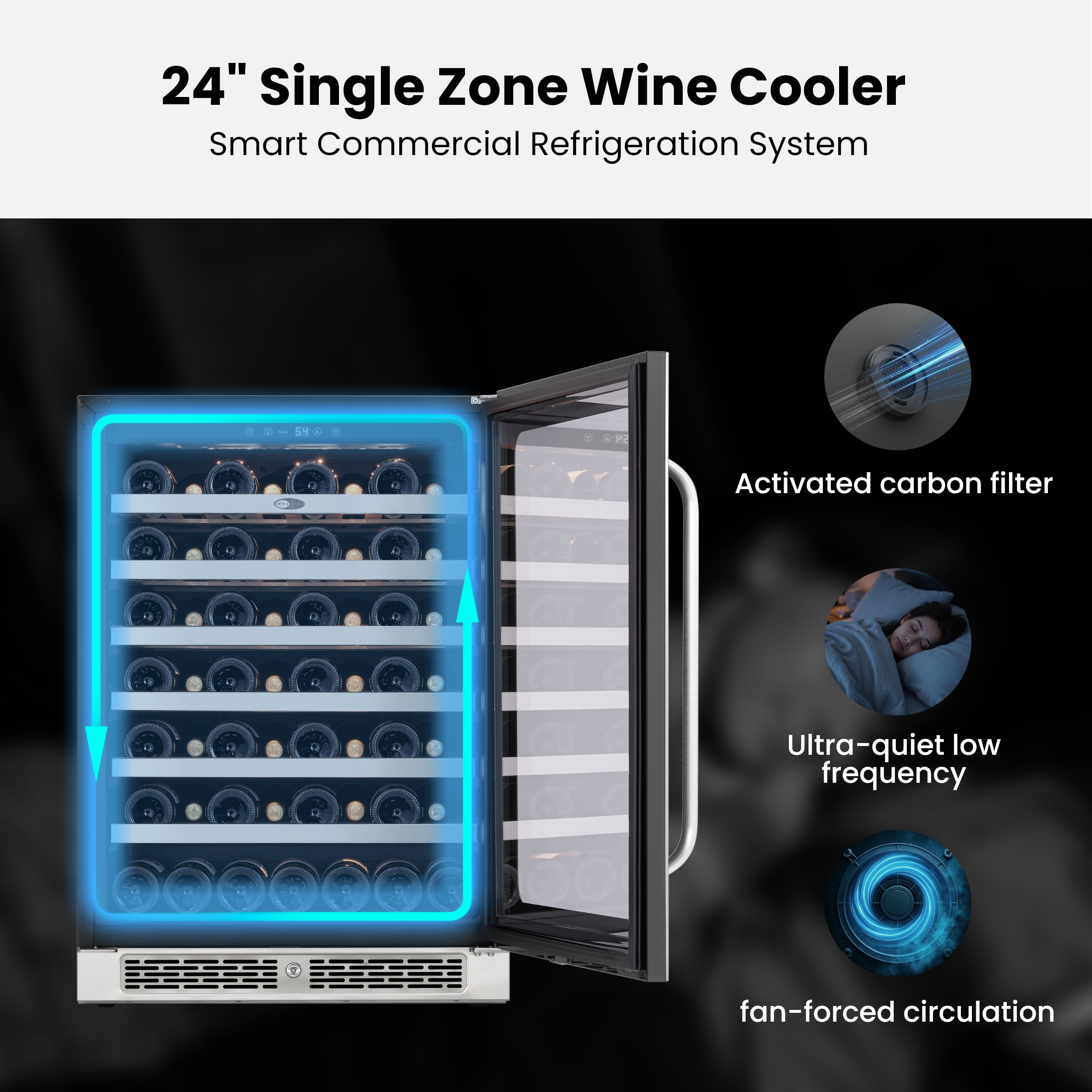 Whynter 24 inch Wine Cooler Refrigerator, 54 Bottle Wine Fridge with Stainless Steel Glass Door