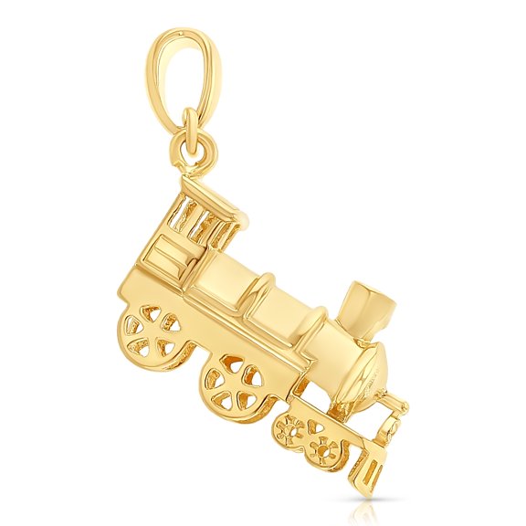 Ioka-14K Yellow Gold Train Charm Pendant For Necklace or Chain