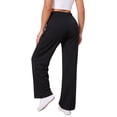 thumbnail image 3 of ValueVibe Women's Lightweight Wide Leg Sweatpants Mid Rise Drawstring Loose Casual Lounge Pants, Black S-2XL, 3 of 7