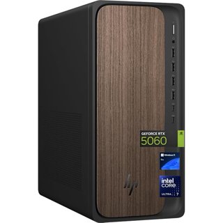 HP Newest OmniDesk Business Next Gen AI Desktop PC, Intel Core Ultra 7 265, NVIDIA GeForce RTX 5060, 16GB DDR5 RAM, 1TB SSD, HDMI, KB & Mouse, Win 11 Pro,Dark Wood