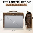 thumbnail image 3 of Leather Messenger Bag for Men 16" Laptop Office Business Briefcase Leather Computer Work Bag Shoulder Satchel by Rustic Town, Brown, 3 of 9