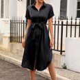 thumbnail image 6 of Sakmal Black Shirt Dresses for Curvy Women Long Work Semi Formal Dress Short Sleeve Collared Dresses, 6 of 6