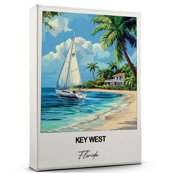 Key West Travel Art Canvas – Modern Wall Art Inspired by Florida Canvas – Great Gift for Travel Lovers – Ready to Hang