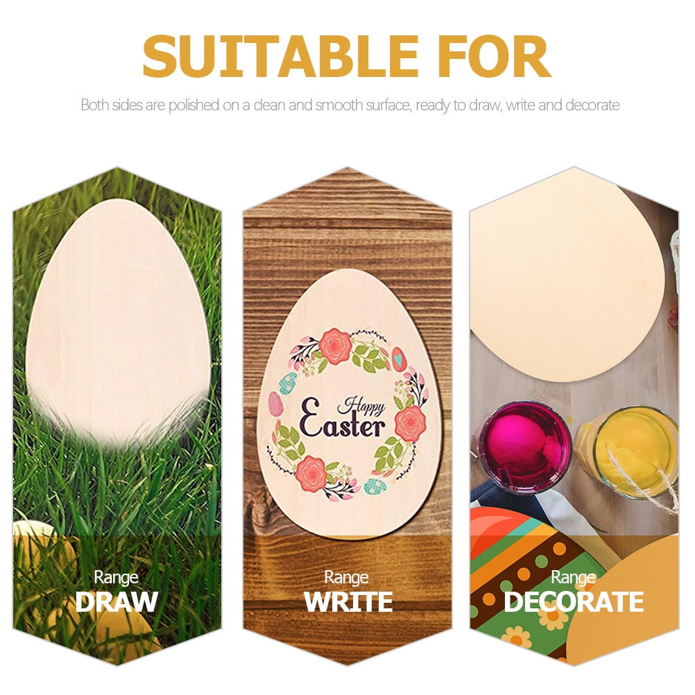RENACLIPY 12Pcs Unfinished Light Yellow Wooden Easter Egg Cutouts for DIY Crafts and Spring Party Decorations
