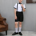 thumbnail image 3 of Boys Suits Formal Suspenders Wedding Tuxedos Ring Bearer Outfit Suit Vest and Shorts Set with Bow Tie for Teens 3-18 Years, 3 of 3