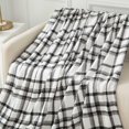 thumbnail image 4 of Mainstays Plush Throw Blanket Black/ White Plaid, 4 of 7