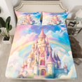 thumbnail image 2 of Erosebridal Girly Pink Castle Full Sheet Sets, Rainbow Bedding Full Size, Princess Style Decor 4pcs, 2 of 7