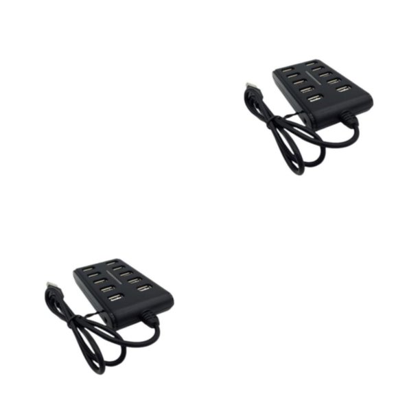 Concentrador USB 2.0 Seitruly Universal para computadora portátil adaptador eléctrico 10 puertos Negro 2Conjunto