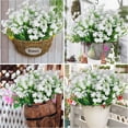thumbnail image 3 of Morttic Artificial Flowers for Outdoors Plastic UV Resistant Faux Flowers Decoration Greenery Garden Shrubs，Bulk Fake Flowers in Vase (White 6pcs), 3 of 7