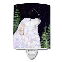 Caroline's Treasures SS8470CNL Starry Night Great Pyrenees Ceramic Night Light, 6x4x3", multicolor