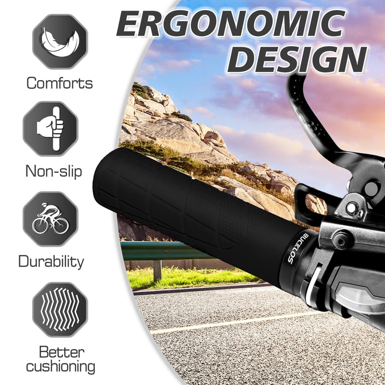 BUCKLOS Single Lock On Bike Handlebar Grips - Bicycle Foam Sponge Handle Bar Anti Slip Comfortable Shock Absorbing Mountain Mtb Bmx Scooter Beach Cruiser