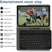 11 inch Android Tablet, Android 14 System, 18GB (6GB+12GB virtual) RAM, 128GB ROM, Supports up to 1TB Extended Storage, Eight-Core Processor, 13MP+5MP, Supports 5G/2.4G WiFi, GPS, Bluetooth