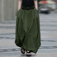 thumbnail image 2 of QATAINLAV Women's Maxi Skirt Pleated Flowy Button High Waisted Skirts Casual Loose Plus Size Clothes with Pockets, Army Green, XXXXL, Mother's Day Gifts, 2 of 8