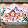thumbnail image 6 of Gingerbread Man Christmas Banner Christmas Tree Holiday Display Gift Boxes Christmas Stockings Xmas Backdrop for Christmas Party Holiday Decoration Indoor Celebration, 6 of 9