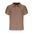 thumbnail image 4 of GuangCheng Mens Solid Color Textured Short Sleeve Shirts,Baggy Fit,Soft,Breathable,Pullover,Dress Shirts,Brown,Size 4XL, 4 of 5