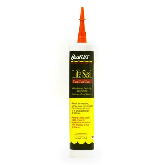 Life Industries - BoatLife Caulk Sealant 1169 Life Seal; Compatible With Metal/Glass/Wood/Lexan/ABS Plastic; Silicone And Polyurethane; Non-Paintable; Clear; 10.5 Ounce Cartridge; Single