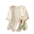 thumbnail image 5 of Women's Short Sleeve T-Shirt Tee Top Casual Cotton Blend Breathable Summer Fashion | CSEONE,Orange XL, 5 of 7