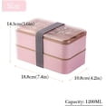 thumbnail image 3 of Fiambrera de 2 niveles sin BPA con cubiertos reutilizables Fiambreras de estilo japonés para microondas Congelador Lavavajillas Fiambrera Bento para niños Adultos Rosa BANYUO  Electrónica, 3 of 6