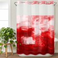 thumbnail image 3 of Red No Hook Shower Curtain Waterproof, Bathroom Curtains with Snap in Liners and See Through Top Window, Modern White Oil Painting Art Abstract Hotel Style Bathtub Curtains Shower 60"Wx72"L, 3 of 8