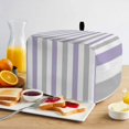thumbnail image 2 of Purple Grey Stripe Toaster Cover 2 Slice, Modern Farmhouse Vertical Striped Dustproof Bakeware Oven Protector with Top Hook, Waterproof Small Kitchen Appliance Toasters Dust Cover, 12"x7.5"x8", 2 of 9
