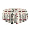 thumbnail image 5 of Beige Christmas Santa and Train Pattern Round Tablecloth 60"x60",Wrinkle Wipeable Table Cloth for Kitchen Dining Room Picnic Patio Party, 5 of 6