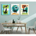 thumbnail image 3 of Futuristic Atomic Cats Wall Art Canvas Set Modern Tech Inspired Posters in Blue Green Orange Abstract Geometric Paintings Pictures and Prints Gallery Wall Decor for Living Room Bedroom Unframed, 3 of 6