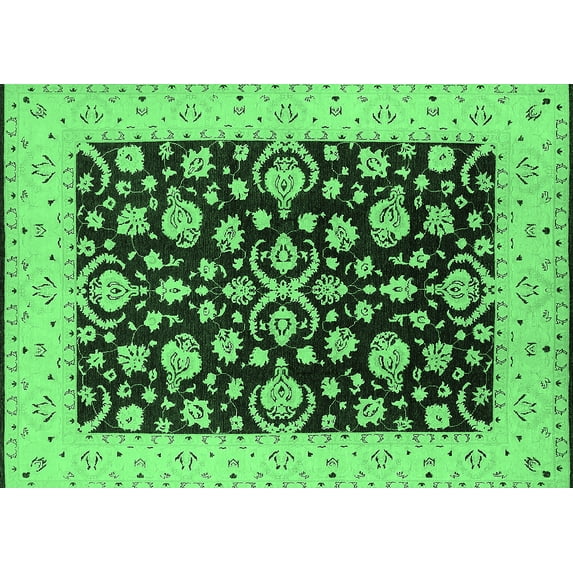 Ahgly Company Indoor Rectangle Oriental Emerald Green Traditional Area Rugs, 2' x 5'