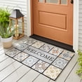 thumbnail image 2 of Mohawk Home Doorscapes Estate Mat Welcome Patina Tiles Grey Mat Scatter, 1'11"x2'11", Orange & Navy, 2 of 3