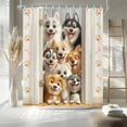 thumbnail image 3 of Funny Dogs Shower Curtain Cute Cartoon Animal in Door Lovely Pets Paws Print Bone Watercolor Farmhouse Wildlife Bath Curtain Fabric Bathroom Accessories Decor with Hooks-48"W x 72"L (Pack of 1), 3 of 7