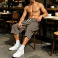 thumbnail image 4 of QIbmong Capri Sweatpants for Men Comfy Elastic Waist Drawstring Active Pants Breathable Summer Shorts with Pockets, 4 of 9