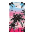 thumbnail image 5 of JUUYY Mens Summer Beach Tank Top Tropical Hawaiian Palm Tree Print Sleeveless Shirts Workout Muscle Tee Vacation T-Shirt Red XL, 5 of 5