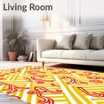 thumbnail image 2 of ODIKA 8'x10' Machine Washable Non-Slip Area Rug, Whimsical Cane Stripe Floor Covering with Peppermint Swirl Theme High Traffic Rug with Pad, Yellow, 611496, 2 of 8