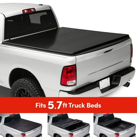 Krator Soft Tri Fold Truck Tonneau Cover For 2009 2019 Dodge Ram 1500 With 5 7ft Bed Styleside Fleetside Soft Black Vinyl Folding Truck Tonneau Bed Cover Walmart Canada