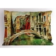 thumbnail image 1 of Venice Pillow Sham Vintage Artwork Painting Style Historic Venetian Landscape Artistic Print, Decorative Standard Size Printed Pillowcase, 26 X 20 Inches, Green Red Pale Brown, by Ambesonne, 1 of 2