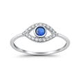 thumbnail image 4 of Halo Eye Evil Pave Blue Sapphire Cubic Zirconia Ring Band 925 Sterling Silver Size 8, 4 of 6