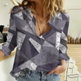 thumbnail image 2 of IROINNID Reduced Plus Size Shirts for Women Daily Long Sleeve Turndown Collar V-Neck Button Elastic Blouse Shirts,Gray, 2 of 7