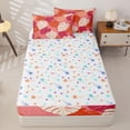 thumbnail image 4 of Erosebridal Tropical Monstera Leaf Zipper Full Size Comforter Sets with Fitted Sheet and 2 Pillowcases,Boho Foliage Print Zipper Bedding Set,Pink Orange,Reversible, 4 of 6