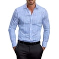 thumbnail image 2 of Dolkfu Button Down Shirts for Men Business Striped Dress Shirt Long Sleeve Regular Fit Satin Mens T Shirt M, 2 of 5