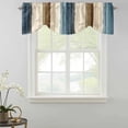 thumbnail image 2 of Tie Up Valance Curtain for Kitchen, Abstract Pin Stripes Linen Rod Pocket Short Curtains Adjustable Tie-Up Shade Valances, Vertical Stripe Blue Brown Window Treatment for Bathroom Living Room Bedroom, 2 of 9