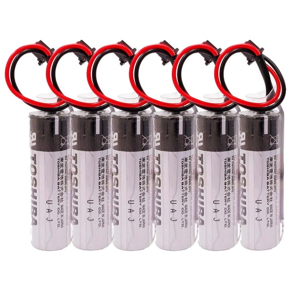 6 Pcs ER6V/3.6V ER6VC119A/119B PLC Battery for PLC M70 3.6V 2400mAh Lithium Battery with Black Plug