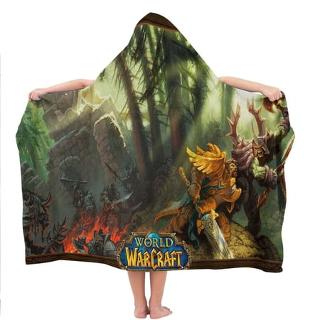 World of Warcraft Hooded Kids Beach Towels Microfiber Bath Hat Toddler Swim Cover-ups Poncho Absorbent Pool Wrap