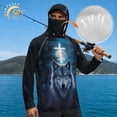thumbnail image 3 of SEANATIVE Long Sleeve Sun Shirts for Men Fishing Hiking Running Tops Sun Hoodie Lightweight Breathable Outdoor UV Protection Rash Guard, L, Wolf Cross Moon Forest Pattern Blue Black, 3 of 7
