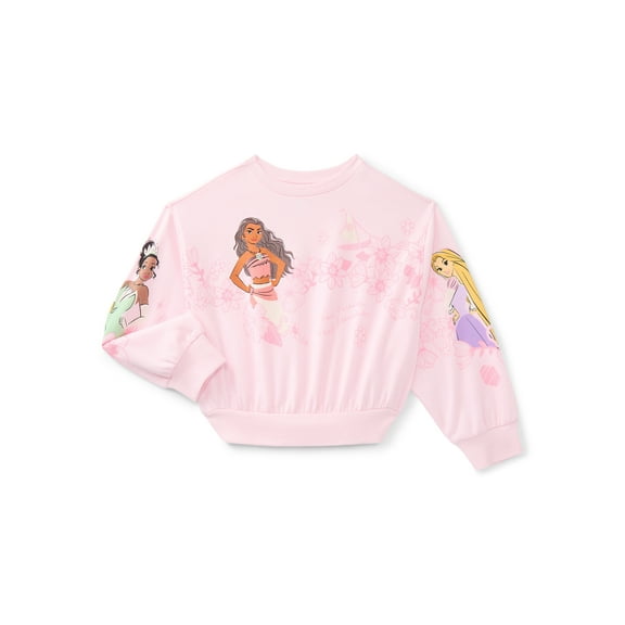 Disney's Princess Adventures Girls Graphic Fleece Crew Pullover, Sizes 4-16