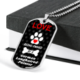 thumbnail image 3 of German Longhaired Pointer Love Is Stainless Steel or 18k Gold Dog Tag 24" Chain, 3 of 8