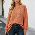 thumbnail image 5 of Karymi Plus Size Tops for Women, Crew Neck Long Sleeve Sweater, Multicolor Marled Heather Waffle Knit Loose Fit Pullover Top for Fall Winter, 5 of 5