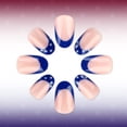 thumbnail image 4 of Independence Day Red White & Blue French Sheer Pink Almond Press-On Nails, Minimalist Nail Art, 24-Piece Detachable False Nails, 4 of 9