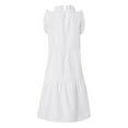 thumbnail image 4 of Robe Gâteau Décontractée à Col Uni à Manches Courtes, Jupe Évasée Plissée, Été, Décontractée, Ample, Taille Élastique, 4 of 5
