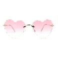 thumbnail image 1 of Hippie Flower Petal Beveled Lens Heart Shape Rimless Sunglasses Gold Pink, 1 of 4